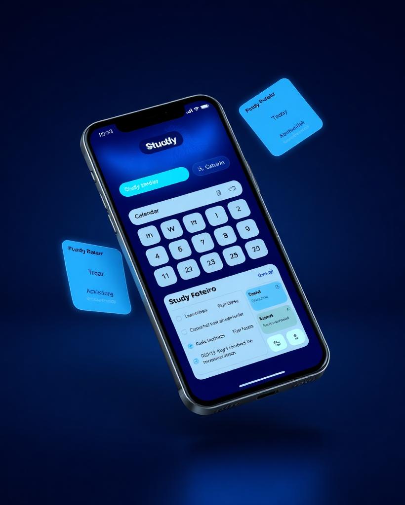 App mobile da plataforma de estudos com calendário e roteiro